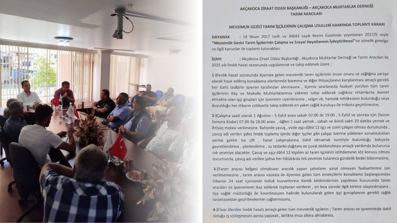 Akçakoca’da Mevsimlik Tarım İşçilerinin Günlük Yevmiyesi 1.300 TL Olarak Belirlendi