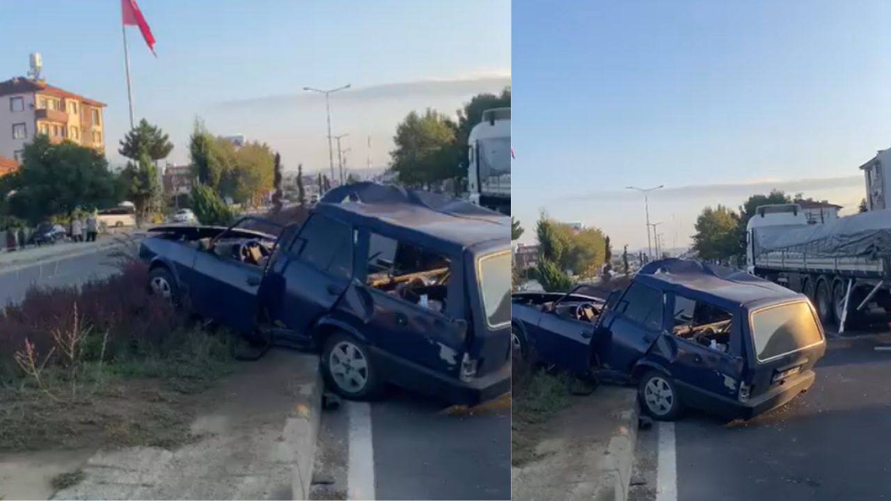 Düzce’de Otomobil Tıra Çarptı; 2 Kişi Yaralandı