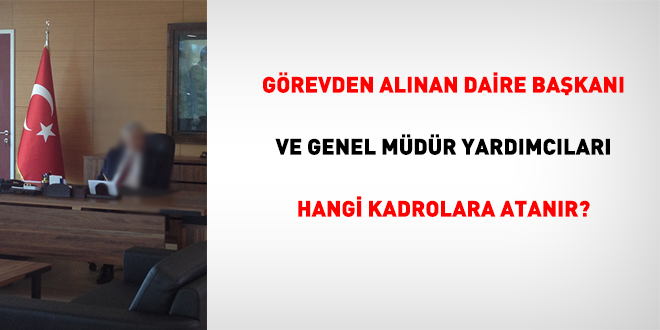 Görevden alınan daire başkanı ve genel müdür yardımcıları hangi takımlara atanır?