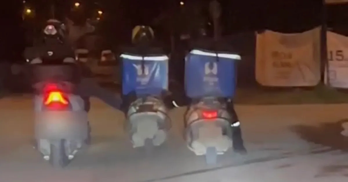 Düzce’de yolda kalan kuryeye meslektaşlarından destek