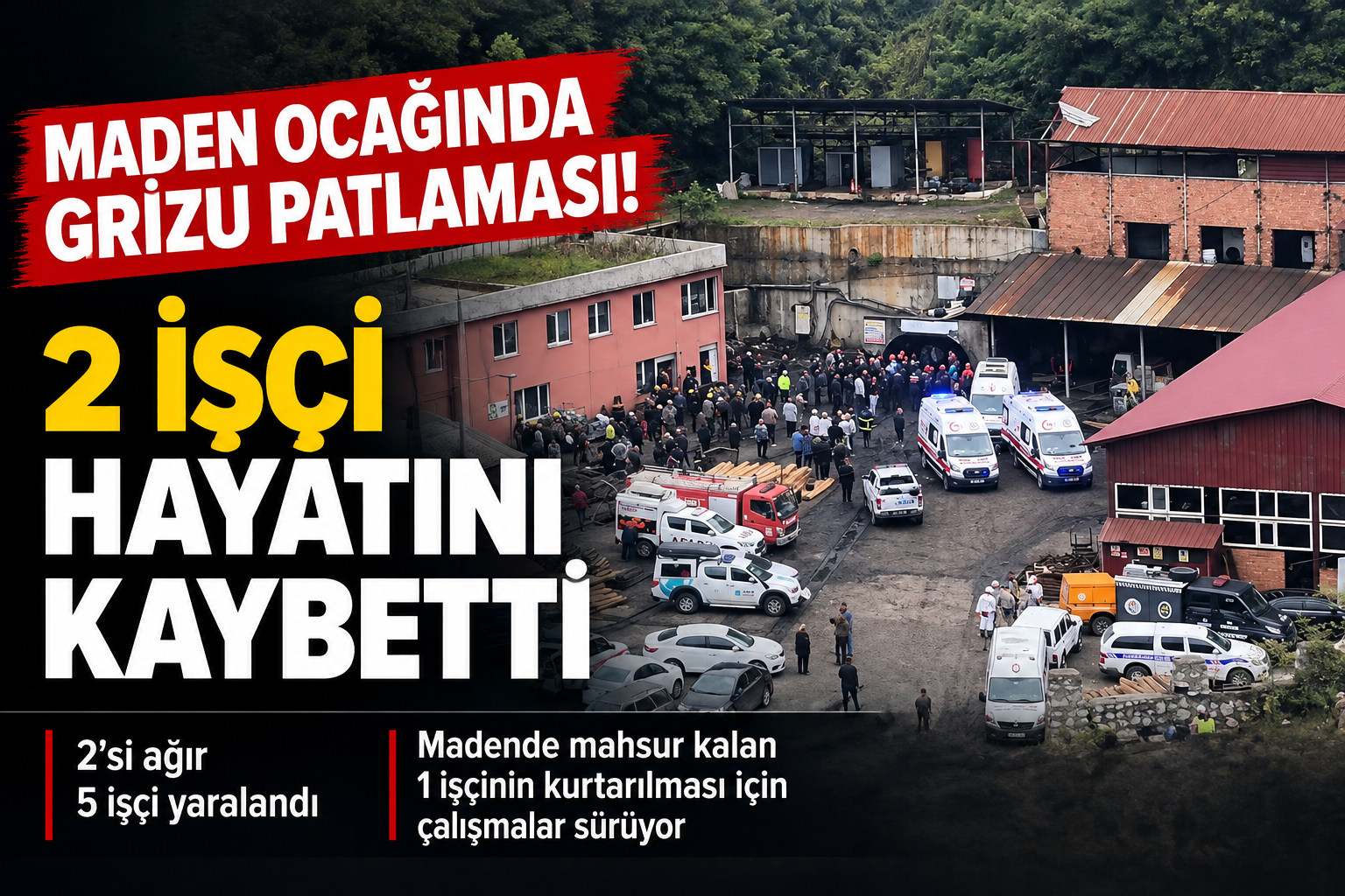 Zonguldak’ta maden ocağında grizu patlaması: 2 işçi hayatını kaybetti, 5 işçi yaralandı